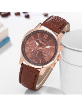 Geneva XR740 Women Simple Analog Quartz PU Leather Wrist Watch