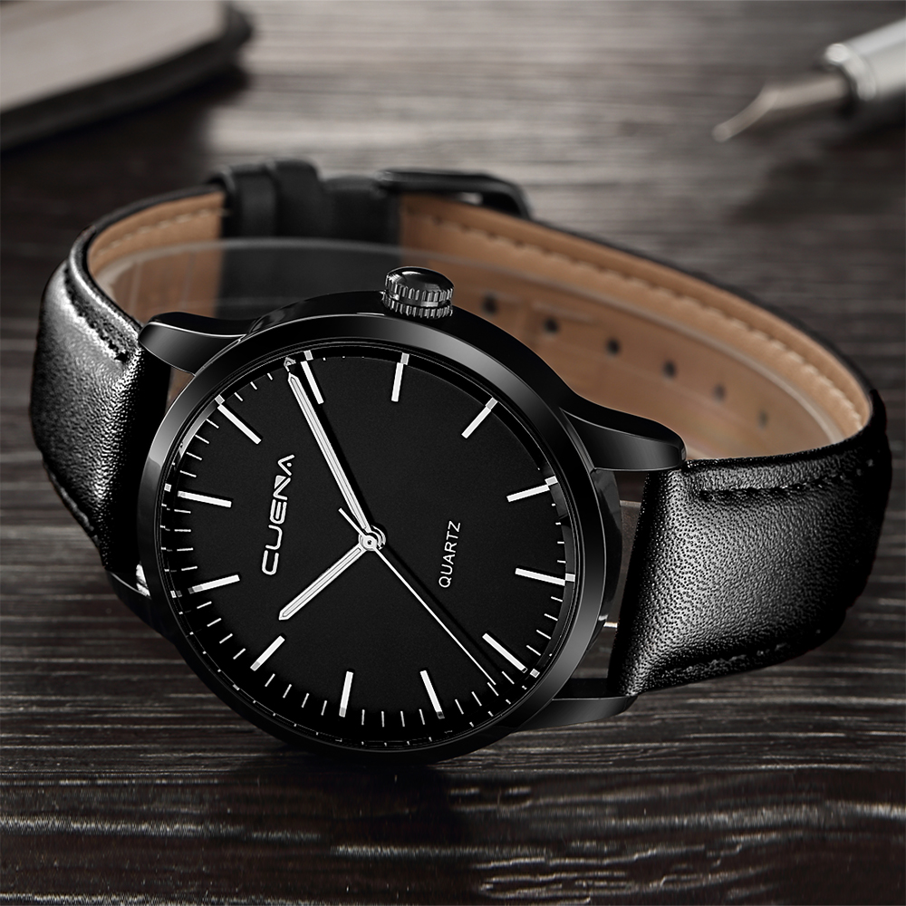 CUENA 6608P Men's Fashion Trendy Leather Quartz Wristwatch