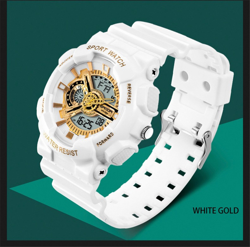Sanda Men Military Sports Fashion Waterproof Big Dial LED Watch